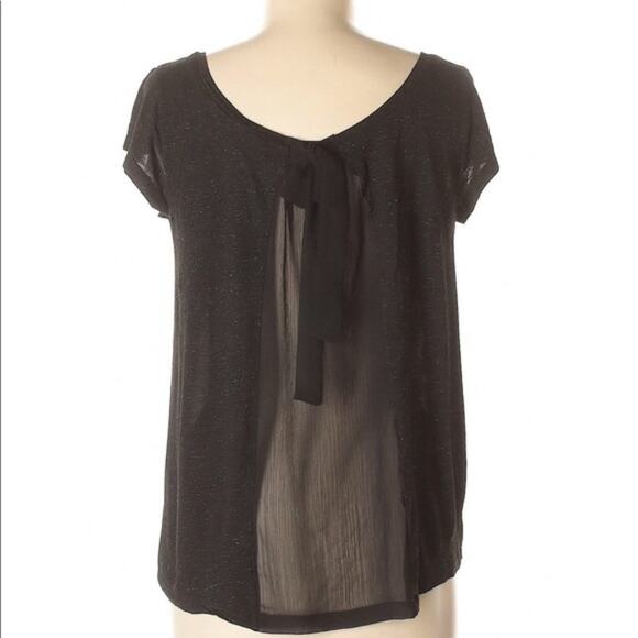 Kische Womens Black Speckled Glitter Scoop Neck Shirt Medium Goth Alt Emo - Picture 2 of 8